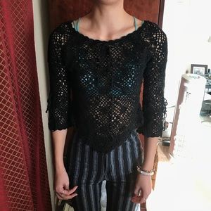 Vintage crochet black top